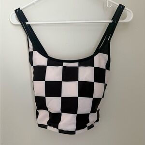 Livy & Kate Checkered Black and White Women's Swim Top